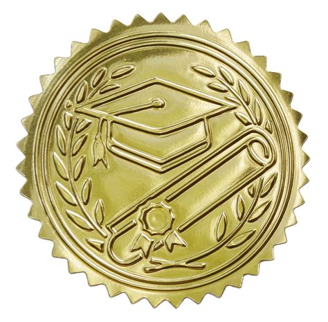 Embossed Graduation Cap Gold Certificate Seals Diplomas Gold Foil Seals