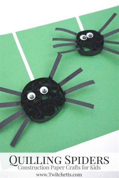 Construction Paper Quilling Spiders ~ Halloween Crafts For Kids