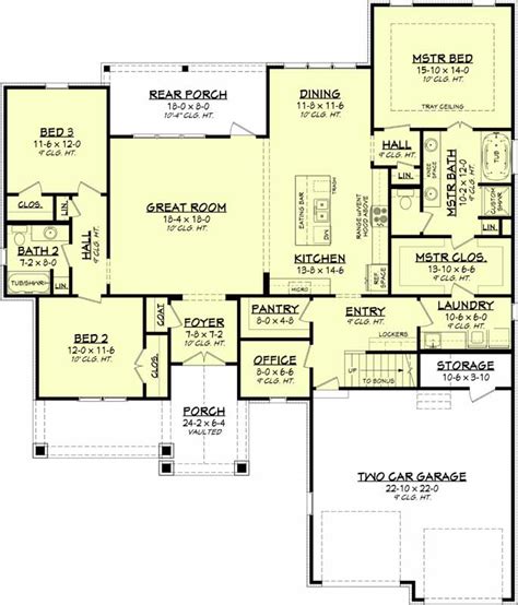 Craftsman House Plan 3 Bedrooms 2 Bath 2074 Sq Ft Plan 50 387