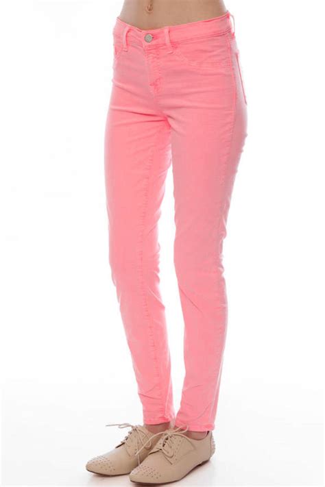 Mid Rise Neon Skinny Jeans In Neon Pink Tobi Us