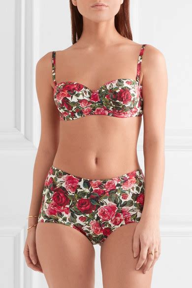 Dolce Gabbana Floral Print Bikini Net A Porter Com