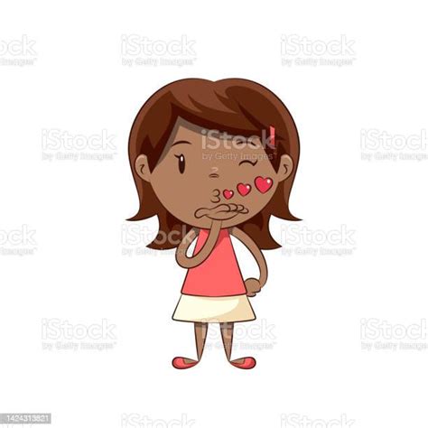 Little Girl Blowing Kiss Stock Illustration Download Image Now