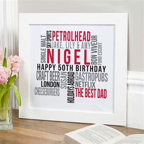 Birthday personalised gifts for him. 50th Birthday Gifts & Present Ideas For Him | Chatterbox Walls