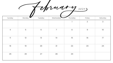 2024 February Calendar Template Free Printable February Calendar 2024