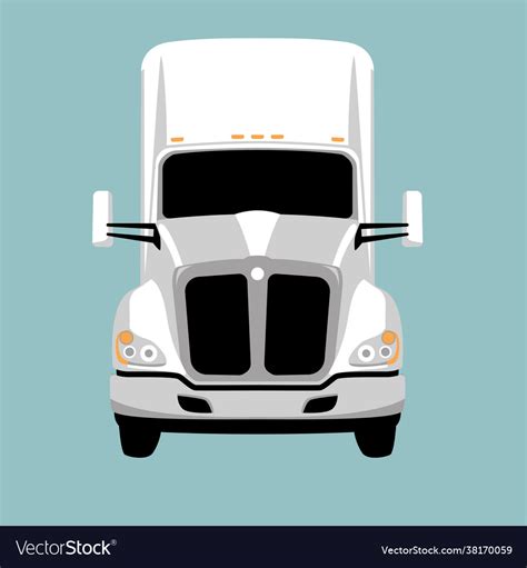 Semi Truck Flat Style Front View Royalty Free Vector Image