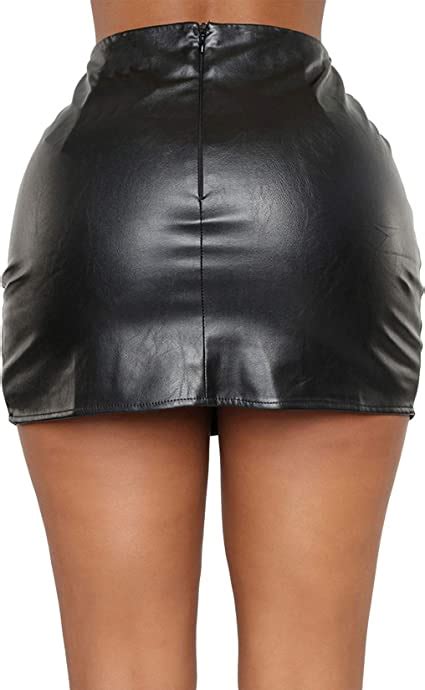 women s sexy high waist split skirt stylish pu leather zipper skirt bodycon slim mini pencil