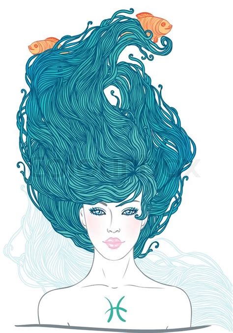 Illustration Of Pisces Astrological Sign As A Beautiful Girl Vector