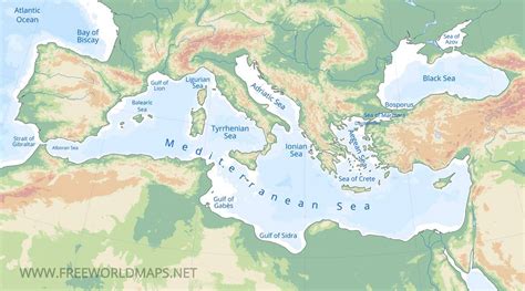 Physical And Political Map Of The Mediterranean Countries In Greek Rezfoods Resep Masakan