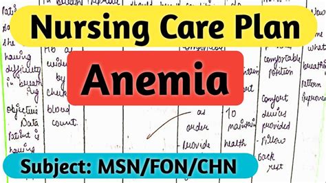 Nursing Care Plan On Anemia Nursing Process Nursing Diagnosis