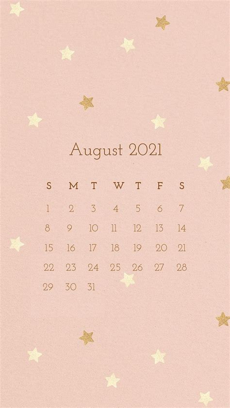 Calendar 2021 August Editable Template Phone Wallpaper Psd Premium