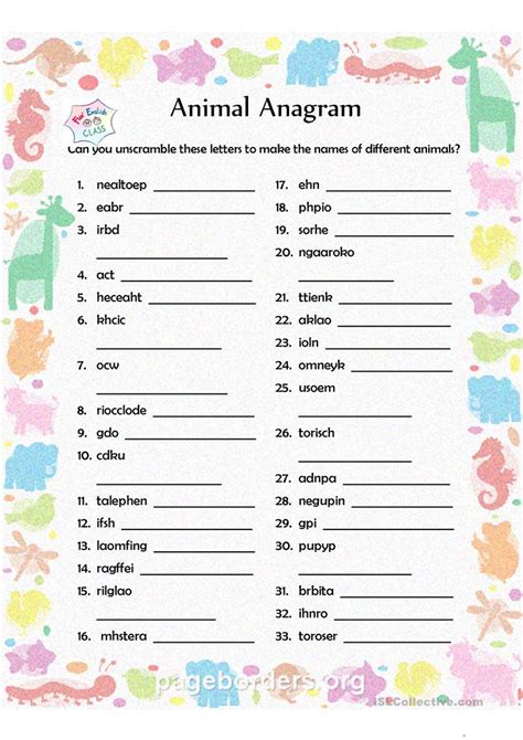 Animal Anagram English Esl Worksheets For Distance