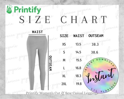 Printify Women Leggings Size Chart Womens Cut And Sew Casual Leggings