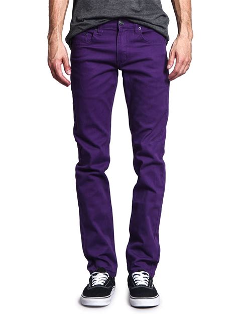 G Style Usa Victorious Mens Skinny Fit Color Stretch Jeans Purple