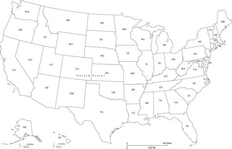 United States Labeled Map Printable Labeled Map Of The United States