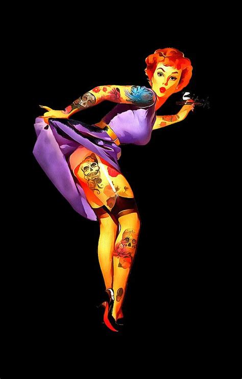 Tattoo Pin Up Girl Digital Art By Vega Zahara