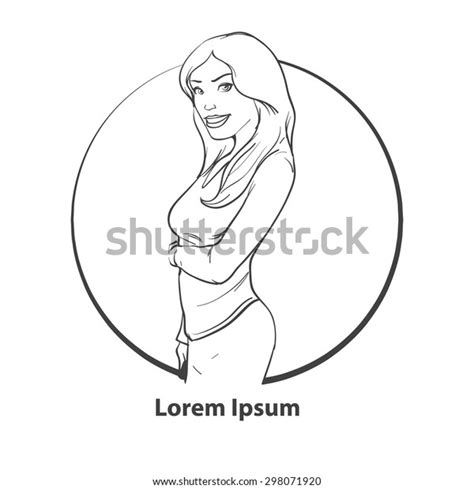 Vector Pretty Woman Coloring Simple Illustration Stock Vector Royalty