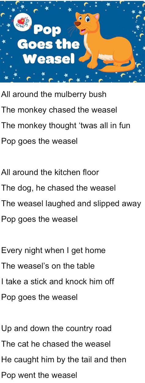 An Animal Poem With The Words Pop Goes The Weasel