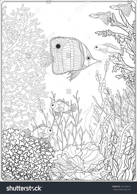On color wheels of the rgb (additive) and cmy (subtractive) color models, it is located exactly midway between red and blue. Adult Coloring Book Coloring Page Underwater Stock Vector ...
