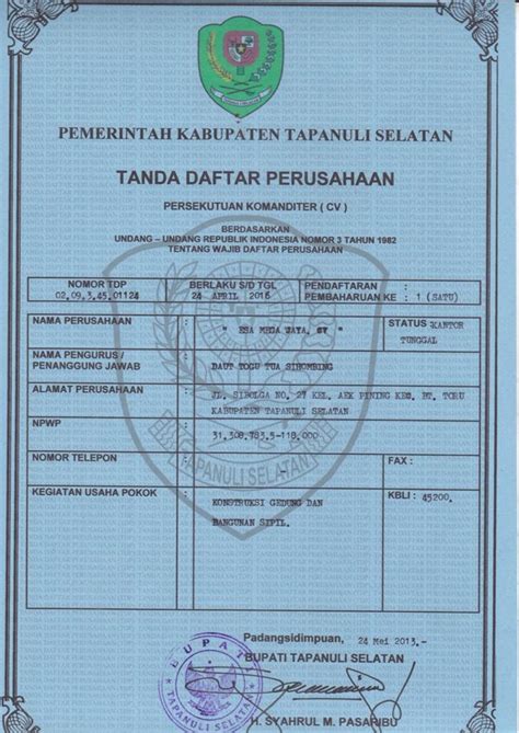 As general supplier , cv mula jaya nofina business focus in the procurement of goods and material support jobs large or small construction projects. Company Profile - Legalitas | CV. ESA MEGA JAYA | www.esamegajaya.co.id