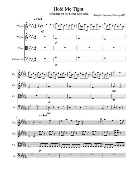 hold me tight bts for string ensemble sheet music for violin viola cello download free in