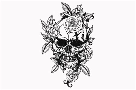 Hand Drawn Skull Tattoo Graphic By Tuleedin Watercolor · Creative Fabrica