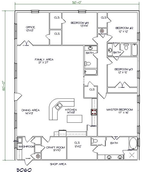 It has a master bedroom with a spacious bathroom in it which can only be accessed from the bedroom. Pin by Eva Jacobo on Floor Plans | Pole barn house plans, Barndominium floor plans, Barndominium ...