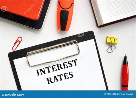 Business Concept Meaning Interest Rates With Phrase On The Sheet Stock