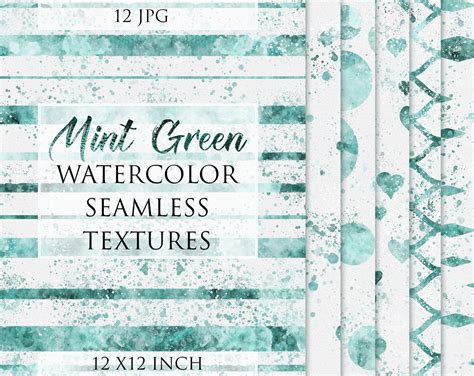 12 Mint Green Watercolor Seamless Backgrounds Instant Etsy Uk