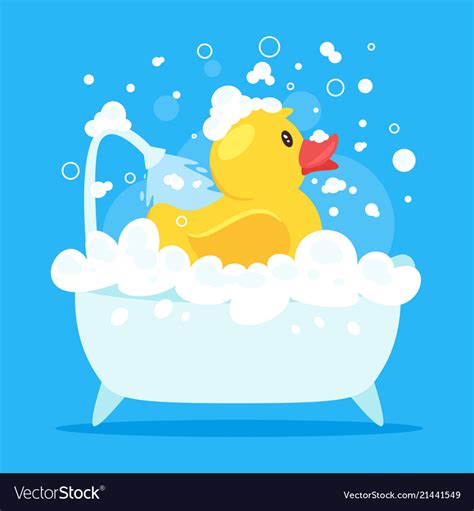 Rubber Duck Taking A Bath Royalty Free Vector Image