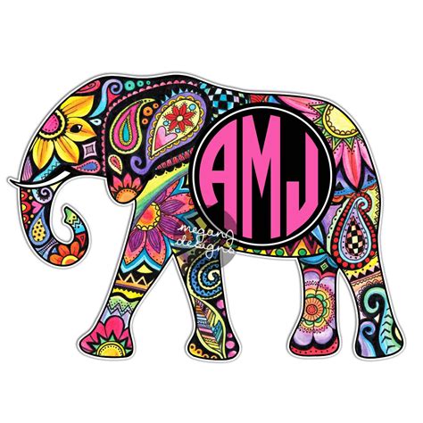 Stickers featuring millions of original designs created by independent artists. Custom Monogram Elephant Sticker Colorful Design Cute Car | Etsy