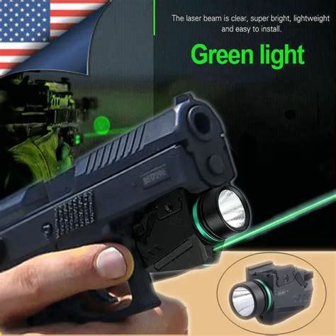 Tactical Led Flashlight Green Laser Sight Combo For 20mm Rail Fit Glock