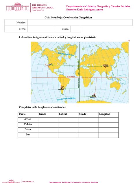 6 Guía De Ejercicio Tema Coordenadas Geograficas Pdf