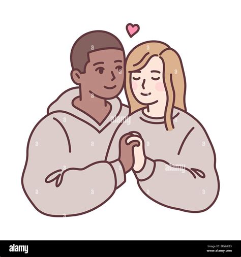 Cute Young Mixed Race Couple In Love Holding Hands Black Guy And
