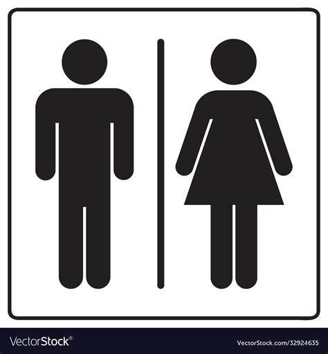 Male And Female Bathroom Line Sign Icon Royalty Free Vector
