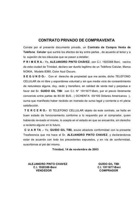 Modelo De Contrato De Compra De Vehiculo En Bolivia Venta De Telefonos Contrato Compras