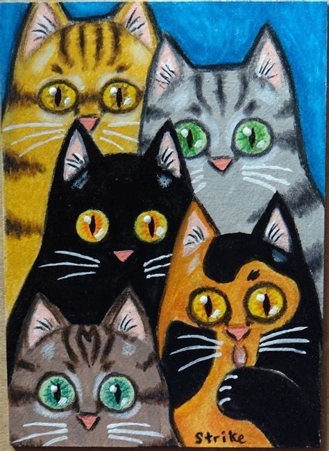 Pin By Favourite Cats On ¸¸ Cat Art ¸¸ Cat Painting Cats