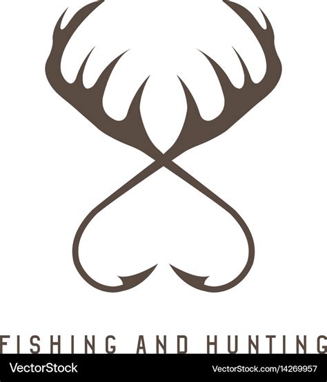 Fishing And Hunting With Deer Horns And Fishing Vector Image