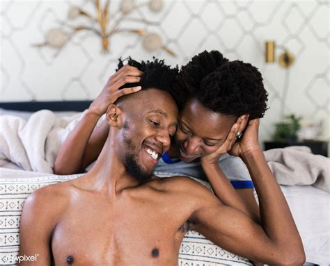 Romantic Black Couple In The Bedroom Premium Image By
