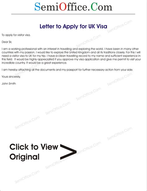Sample Visa Application Letter For Uk