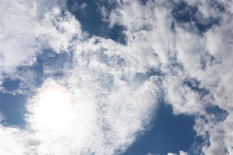 Beautiful Blue Clear Sky With White Clouds Background In Sunny Day And