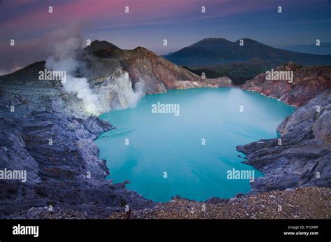 Lake Inside The Ijen Crater Kawah Ijen East Java Indonesia Stock