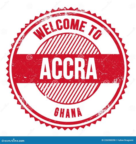 Welcome To Accra Ghana Words Written On Red Stamp Stock Illustration