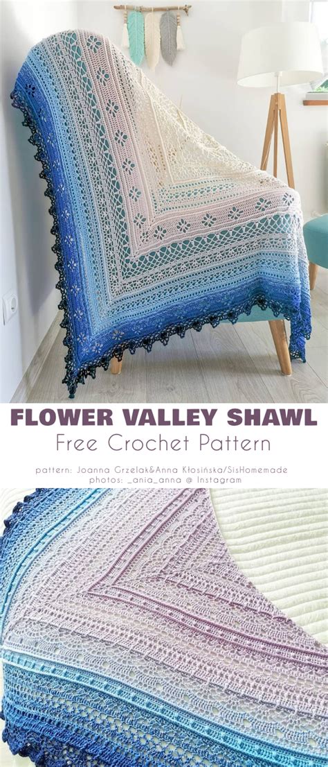 Flower Valley Shawl Free Crochet Pattern