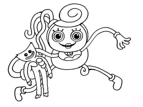 Coloriage Mommy Tient Huggy Wuggy Imprimer Gratuit Coloring Home