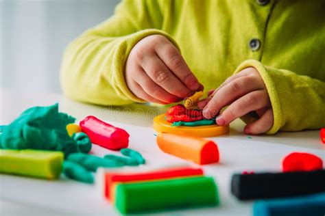 Child Playing With Clay Molding Shapes Kids Crafts Stock Image Image