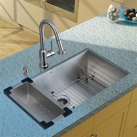 Vigo Undermount Stainless Steel Kitchen Sink Faucet Colander Grid