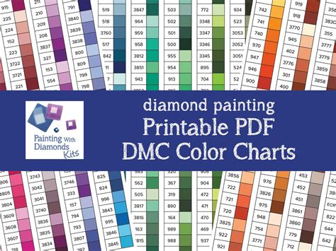 The colors in the chart below come from a variety of sources. PDF PRINTABLE DMC Color Charts Diamond Painting Drill ...