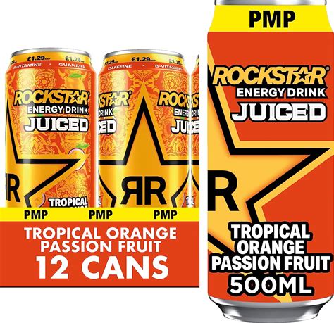 Rockstar Juiced Energy Drink Tropical Orange And Passionfruit Non Alcoholic 160 Mg Caffeine