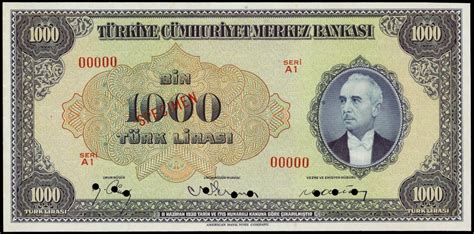 Turkey 1000 Turkish Lira Banknote 1946 İsmet İnönüworld Banknotes