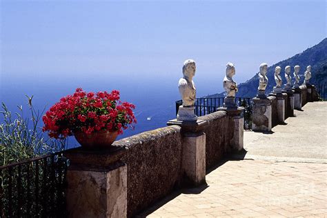 Terrace With Statues And Amalfi Coast View Photograph By